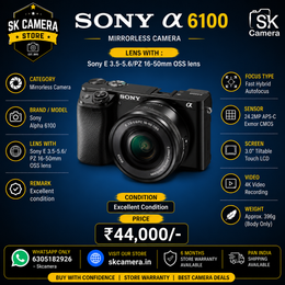 Sony Alpha 6100 Mirrorless Camera with Sony E PZ 16–50mm f/3.5–5.6 OSS Power Zoom Lens | APS-C | 4K Video | SK452