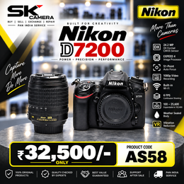Pre-owned Nikon D7200 + AF-S 18-105mm G ED VR lens AS58