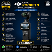DJI Osmo Pocket 3 4K Creator Camera | 3-Axis Gimbal Stabilizer | SK382