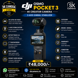 DJI Osmo Pocket 3 4K Creator Camera | 3-Axis Gimbal Stabilizer | SK382