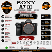 Sony A7 III Mirrorless Camera Body | 24.2MP Full-Frame | 4K Video | 5-Axis IBIS | Professional Hybrid Camera SK303