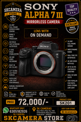 a) Sony Alpha 7 III (A7 III) Mirrorless Camera Body | 24.2MP Full-Frame Hybrid Camera for Photography, Video & Professional Content Creation | SK201