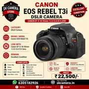 Canon EOS Rebel T3i (600D) DSLR Camera with Canon EF-S 18-55mm Lens | 18MP Full HD Flip Screen | SK392