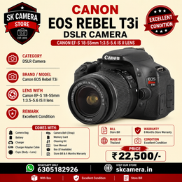 Canon EOS Rebel T3i (600D) DSLR Camera with Canon EF-S 18-55mm Lens | 18MP Full HD Flip Screen | SK392