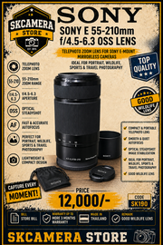 a) Sony E 55-210mm f/4.5-6.3 OSS Lens | Telephoto Zoom Lens for Sony E-Mount Mirrorless Cameras | Ideal for Portrait, Wildlife, Sports & Travel Photography | SK190
