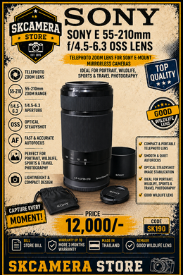 a) Sony E 55-210mm f/4.5-6.3 OSS Lens | Telephoto Zoom Lens for Sony E-Mount Mirrorless Cameras | Ideal for Portrait, Wildlife, Sports & Travel Photography | SK190
