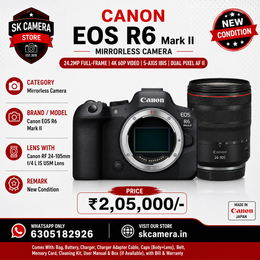 Canon EOS R6 Mark II Mirrorless Camera with RF 24-105mm f/4L IS USM Lens | 24.2MP Full-Frame | 4K 60p | 40 FPS | IBIS | SK367