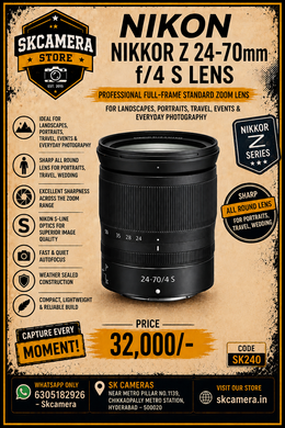 Nikon NIKKOR Z 24-70mm f/4 S Lens | Professional Full-Frame Standard Zoom Lens for Landscapes, Portraits, Travel, Events & Everyday Photography | SK240