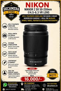 Nikon DX 50-250mm/4.5-6.3 APS-C Telephoto Zoom Lens for Nikon Z-Mount Mirrorless Cameras | Ideal for Wildlife, Sports, Travel, Portraits & Outdoor Photography SK277