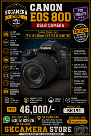 a) Canon EOS 80D with 18-135mm Lens | 24.2MP DSLR Camera Kit with Versatile Zoom Lens | Ideal for Photography, Travel, Vlogging & Video Shooting | SK191