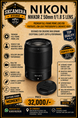 Nikon NIKKOR Z 50mm f/1.8 S Lens | Premium Full-Frame Prime Lens for Portraits, Low-Light Photography & Cinematic Video | SK219