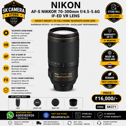Nikon AF-S NIKKOR 70-300mm f/4.5-5.6G IF-ED VR Lens | Nikon F Mount | FX Full-Frame Telephoto Zoom Lens | Vibration Reduction (VR) SK371