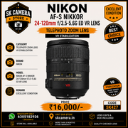 Nikon AF-S NIKKOR 24-120mm f/3.5-5.6G ED VR Lens | SK427 | Excellent Condition |