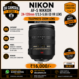 Nikon AF-S NIKKOR 24-120mm f/3.5-5.6G ED VR Lens | SK427 | Excellent Condition |