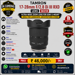 Tamron 17-28mm f/2.8 Di III RXD Lens for Sony E-mount Ultra-Wide Zoom Lens | Constant f/2.8 Aperture | Fast RXD Autofocus | Compact & Lightweight | Ideal for Landscape, Architecture & Video SK318