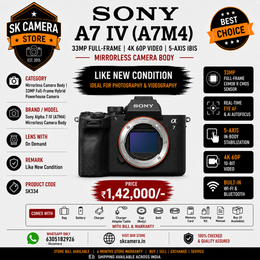 Sony Alpha 7 IV (A7M4) Mirrorless Camera Body – 33MP Full-Frame Hybrid Powerhouse SK334