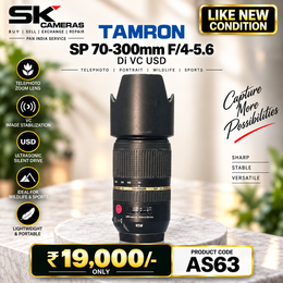 Pre-owned Tamron SP 70-300mm f/4-5.6 Di VC USD lens AS63