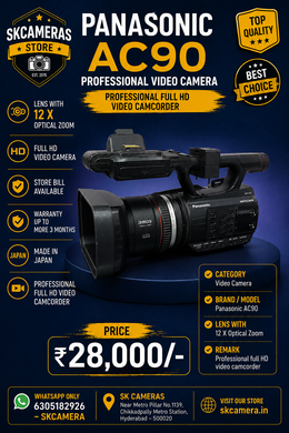 Panasonic AG-AC90 Video Camera | Professional Full HD Camcorder for Weddings, Events, Live Production & Documentary Filmmaking | SK245