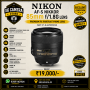 Nikon AF-S NIKKOR 85mm f/1.8G Lens Premium FX Portrait Prime Lens | Fast f/1.8 Autofocus SK433