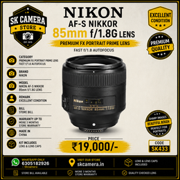 Nikon AF-S NIKKOR 85mm f/1.8G Lens Premium FX Portrait Prime Lens | Fast f/1.8 Autofocus SK433