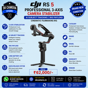 DJI RS 5 Gimbal – SK410 | Professional 3-Axis Camera Stabilizer | AI Subject Tracking | 3kg Payload | Cinematic Filmmaking Rig