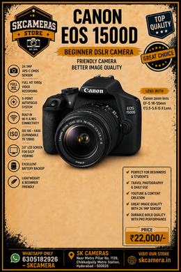 Canon EOS 1500D with 18-55mm f/3.5-5.6 IS II Lens | 24.1MP Entry-Level DSLR Camera for Photography, Travel, Vlogging & Full HD Video Recording | SK193