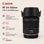 Canon RF 24-105mm f/4-7.1 IS STM Lens | Standard Zoom Lens | IS Stabilization | Lightweight Everyday RF Lens SK304
