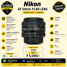 Nikon AF 50mm f/1.8D Prime Lens | Nikon F Mount | SK428