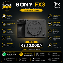 Sony FX3 Cinema Line Camera with XLR Handle Unit | Full-Frame | 4K 120fps | 15+ Stops Dynamic Range | SK418
