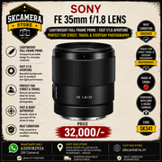 Sony FE 35mm f/1.8 Lens
Lightweight Full-Frame Prime | Fast f/1.8 Aperture | Perfect for Street, Travel & Everyday Photography SK341