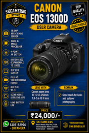 Canon EOS 1300D with EF-S 55-250mm f/4-5.6 IS II Lens | Beginner DSLR Camera Kit for Wildlife, Travel, Portrait & Daily Photography | SK225