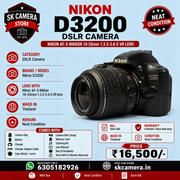 Nikon D3200 DSLR Camera with AF-S NIKKOR 18-55mm f/3.5-5.6G VR Lens | 24.2MP HD Camera | SK393