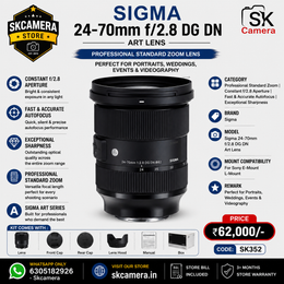Sigma 24-70mm f/2.8 DG DN Art Lens | Professional Standard Zoom | Constant f/2.8 Aperture | Fast & Accurate Autofocus | Exceptional Sharpness | Perfect for Portraits, Weddings, Events & Videography | SK352