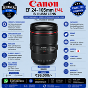Canon EF 24-105mm f/4L IS II USM Lens | Professional L-Series Standard Zoom Lens | Full-Frame EF Mount | SK409
