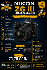 Nikon Z6 III with NIKKOR Z 24-70mm f/4 S Lens | 24.5MP Full-Frame Mirrorless Camera Kit for Professional Photography, Weddings, Travel, Content Creation & 4K Video | SK244