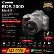Canon EOS 200D Mark II + EF-S 18-55mm f/4-5.6 IS STM Lens | 24.1MP APS-C DSLR | 4K Video | Dual Pixel AF | Vari-Angle Touchscreen | Lightweight Creator Camera SK317