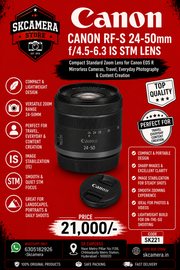 Canon RF-S 24-50mm f/4.5-6.3 IS STM Lens | Compact Standard Zoom Lens for Canon EOS R Mirrorless Cameras, Travel, Everyday Photography & Content Creation | SK221