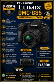 Panasonic Lumix DMC-G85 with G Vario 12-60mm f/3.5-5.6 ASPH Lens | Weather-Sealed 4K Mirrorless Camera for Photography, Travel & Cinematic Video | SK236
