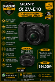 Sony ZV-E10 with E PZ 16-50mm f/3.5-5.6 OSS Lens | APS-C Mirrorless Vlogging Camera for 4K Video, Content Creation, Live Streaming & Photography | SK237
