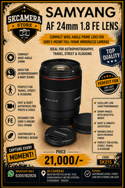 Samyang AF 24mm f/1.8 FE | Compact Wide-Angle Prime Lens for Sony E-Mount Full-Frame Mirrorless Cameras | Ideal for Astrophotography, Travel, Street & Vlogging | SK215