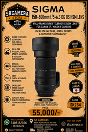 Sigma 150-600mm f/5-6.3 DG OS HSM Contemporary | Full-Frame Super Telephoto Zoom Lens for Canon EF / Nikon F Cameras | Ideal for Wildlife, Birds, Sports & Outdoor Photography | SK264