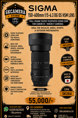 Sigma 150-600mm f/5-6.3 DG OS HSM Contemporary | Full-Frame Super Telephoto Zoom Lens for Canon EF / Nikon F Cameras | Ideal for Wildlife, Birds, Sports & Outdoor Photography | SK264