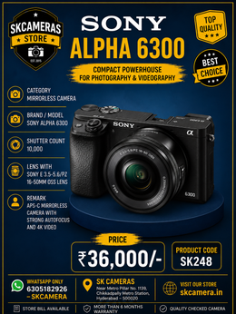 Sony Alpha A6300 with E PZ 16-50mm f/3.5-5.6 OSS Lens | 24.2MP APS-C Mirrorless Camera for Photography, Travel, Vlogging, Content Creation & 4K Video Recording | SK248