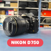 a) Nikon D750 with 24-120mm f/4G ED VR Lens | 24.3MP Full-Frame DSLR Camera Kit | Professional Photo & Video Setup | SK156