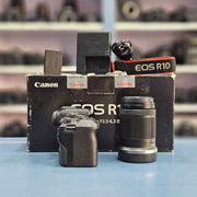 a) Canon EOS R10 Mirrorless Camera with RF-S 18-150mm IS STM Lens | 24.2MP APS-C | 4K Video | Fast Hybrid Autofocus | Compact All-Rounder | SK1046