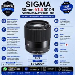 Sigma 30mm f/1.4 DC DN Contemporary Prime Lens for Sony E-Mount APS-C Mirrorless Cameras | SK412