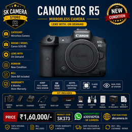 Canon EOS R5 Mirrorless Camera Body (45MP Full-Frame | 8K RAW Video | 20fps | IBIS) | SK373