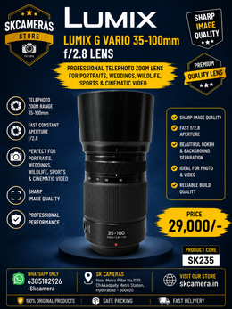 Lumix G Vario 35-100mm f/2.8 Lens | Professional Telephoto Zoom Lens for Portraits, Weddings, Wildlife, Sports & Cinematic Video | SK235