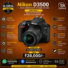 Nikon D3500 DSLR Camera with AF-P DX NIKKOR 18-55mm f/3.5-5.6G VR Lens | 24.2MP | Full HD | SK440