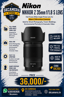 Nikon NIKKOR Z 35mm f/1.8 S Lens Full-Frame Wide-Angle Prime Lens for Nikon Z Mirrorless Cameras SK260